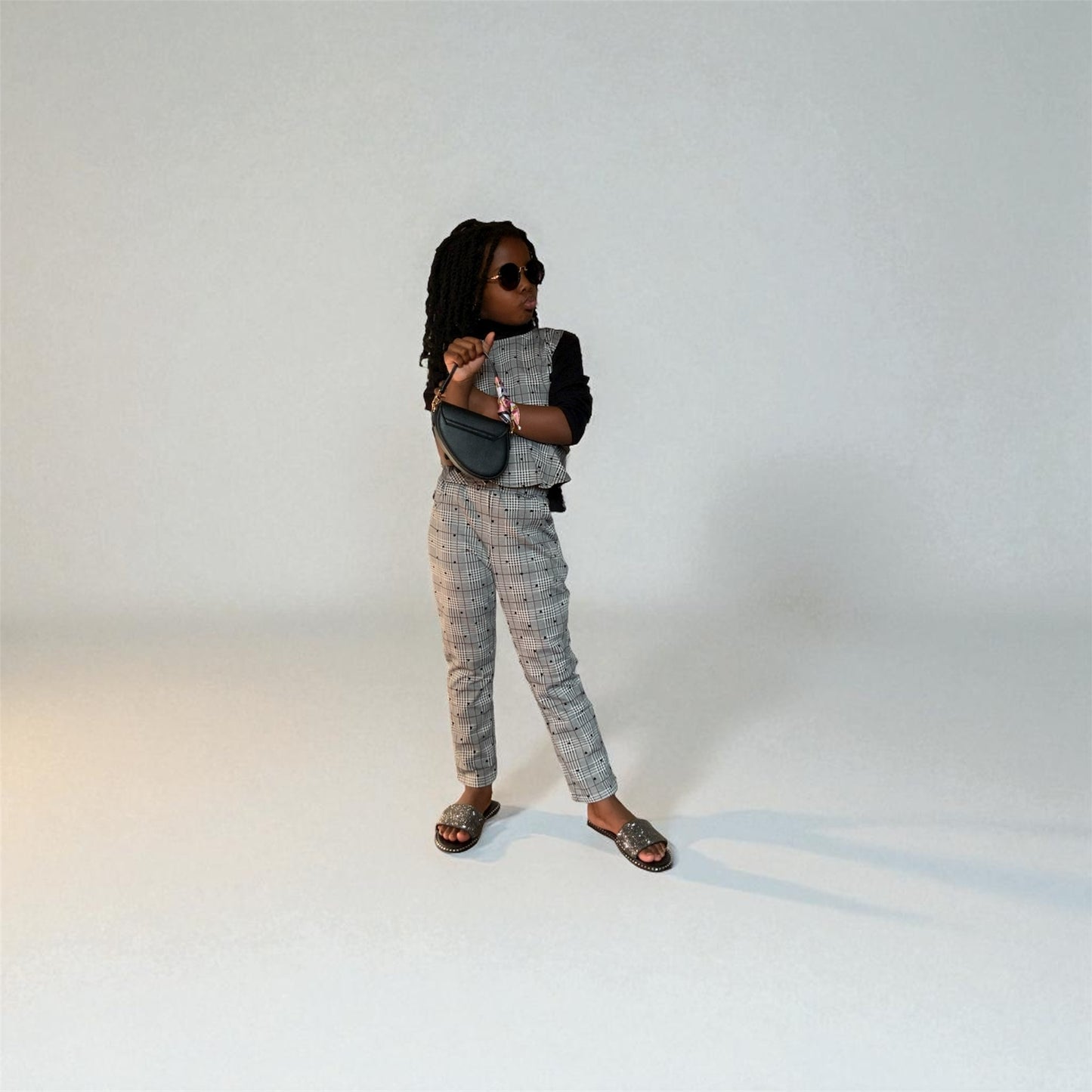 Mini Monroe Set - Houndstooth Plaid Two-Piece