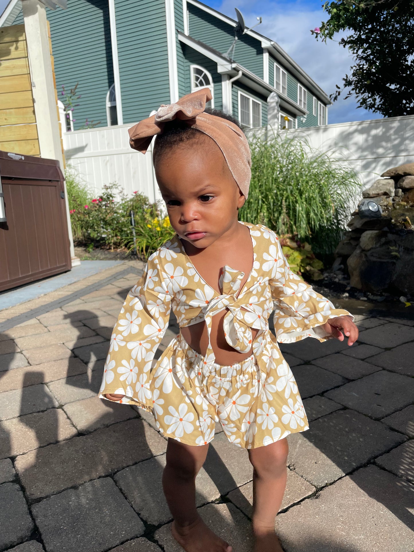 LAYANA TIE FRONT BELL SLEEVE ROMPER - ACE & JADE