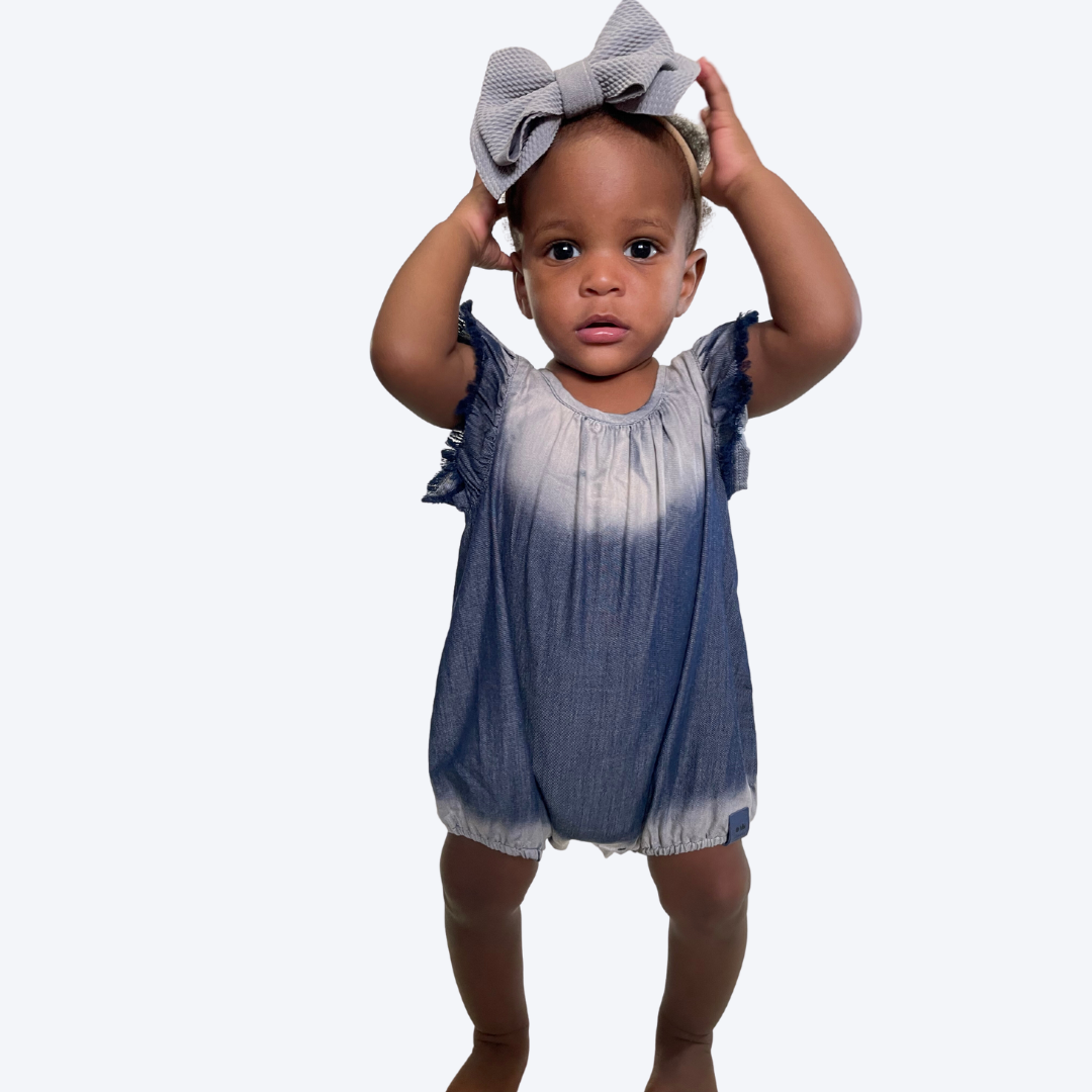 Cora Denim Bubble Romper - ACE & JADE