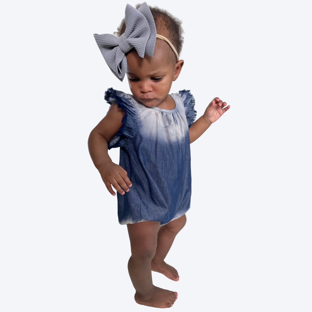 Cora Denim Bubble Romper - ACE & JADE