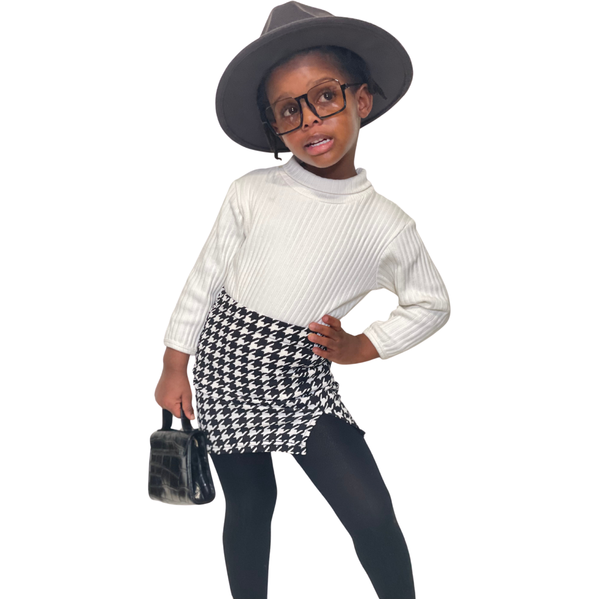 GABRIELLE HOUNDSTOOTH SKIRT - ACE & JADE